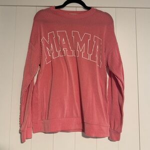 Pink ribbed Mama sweater